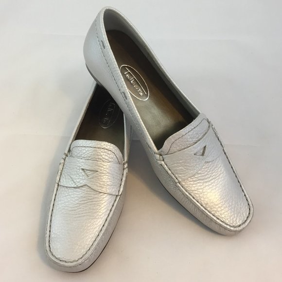 Talbots Brazilian Leather Penny Loafer in Silver- NEW - Picture 4 of 16